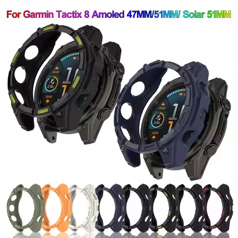 Silicone Watch Cover for Garmin Tactix 8 Amoled 51MM 47MM Band Smart Watch Shell Garmin Tactix8 Sola
