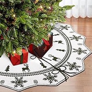 GUDELAK Christmas Tree Skirt 60 Inches, Knit Tree Skirt for 7ft Tree to 9ft Tree, Double-Sided Green