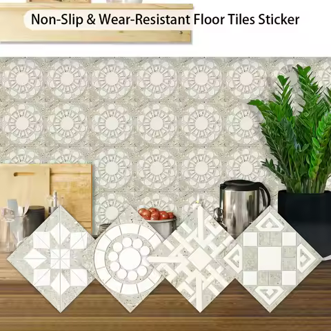 10pcs Marble Textur Frosted Tiles Floor Sticker Kitchen Bathroom Home Renovation Wallpaper Waterproo