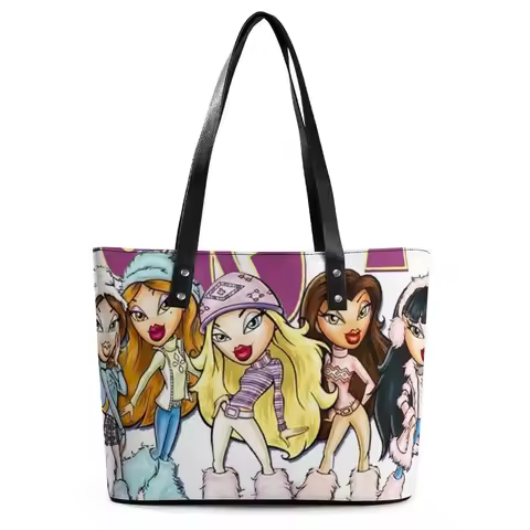 Bratz Handbags Jasmin Y2k Dolls Handle Tote Bag Retro PU Leather Shoulder Bag Women School Graphic H