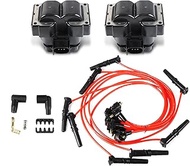 DEEGOOLY 2PCS FD487 Ignition Coils Pack & 8PCS Spark Plug Wires Set Compatible with Ford Mercury Lin