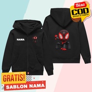 Miles Morales Spiderman Children's Zipper Hoodie Jacket / Boys & Girls Zipper Jacket Custom Name Mil