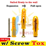 Tox W/ Screw #6, #8, #10 Expansion Tube Metal Screw kit Self Tapping Wall Anchors Drilling Plugs