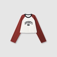 เสื้อยืดแขนยาวทรงหลวมสไตล์อเมริกัน Gap สำหรับผู้หญิงในฤดูใบไม้ร่วงและฤดูใบไม้ผลิ ดีไซน์ลายพิมพ์โลโก้