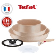 [Tefal] Magic Hands Induction Mineralia Delight Multi Frying Pan 24 &amp; 28cm, and Saucepan 18cm with 2 Lid Set (6p)