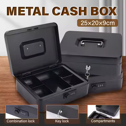 Steel Cash Box Key Safe Lock Box Key / Password Key Locker Money Bank Security Box Storage Hidden Mo