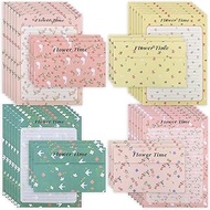 Stationery Set with Envelopes, 24 Sheets A5 Lined Paper, 12 Envelopes, Floral Pattern for Invitation