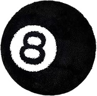 8 Ball Rug - 32 inch Black Round Carpet Billiard Pool 8 Ball Carpet, Non-Slip Flocking Floor Bath Ma
