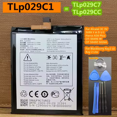 Original TLp029C1 Battery for Alcatel One 3V 3C 5099Y/A A30 Fierce Plus OT-5049S OT-5049Z OT-5049W B