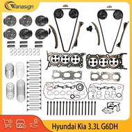 Engine Rebuild Kit G6DH Timing Chain Head Bolts Gasket Seal Piston Rings Valves Set Fit 3.3 L GAS Fo