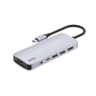 Belkin (new) ฮับมัลติพอร์ต 7-in-1 Connect Multiport Hub ความคมชัดสูงได้ถึง 4k@60hz ถ่ายโอนข้อมูล 5gb