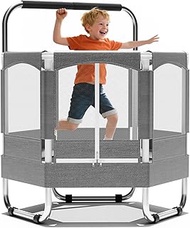 4.7FT/5.5FT Trampoline for Kids with Net, Indoor Outdoor Toddler Trampoline with Safety Enclosure, S