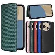 Vintage Carbon Fiber PC and TPU Case For Sharp Aquos Sense9 Flip Leather Wallet Phone Cover For Shar