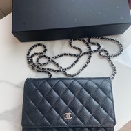 Chanel 黑銀woc 荔枝牛皮