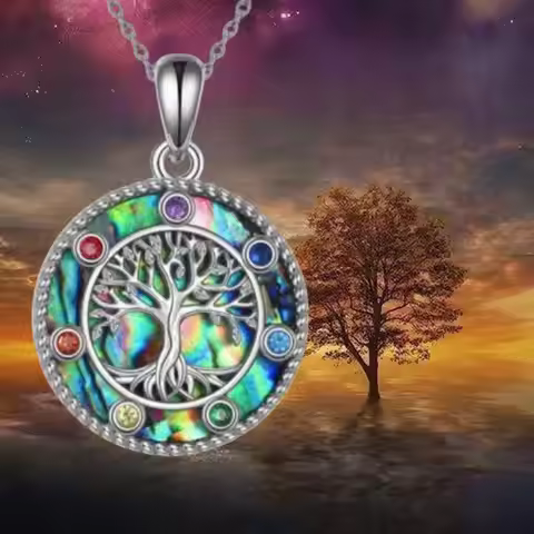 Exquisite Tree of Life Inlaid Colorful Brick Abalone Shell Necklace for Women Luxurious Banquet Jewe