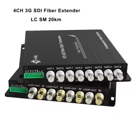 1080P&60Hz Broadcast SDI Video Optical Transceiver Loop Output with RS485 Over Single-Mode 20KM 4CH 