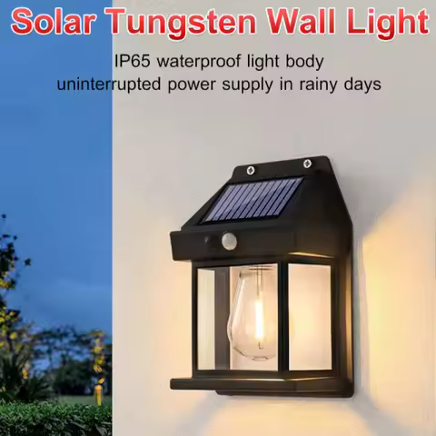 Solar Tungsten Wall Lamp Waterproof Motion Sensor Light For Outdoor Garden Courtyard Smart LED Night