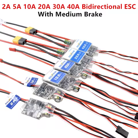 2A 5A 10A 20A 30A 40A bidirectional, with medium brake ESC 2S-4S battery, used for Rc model DIY boat