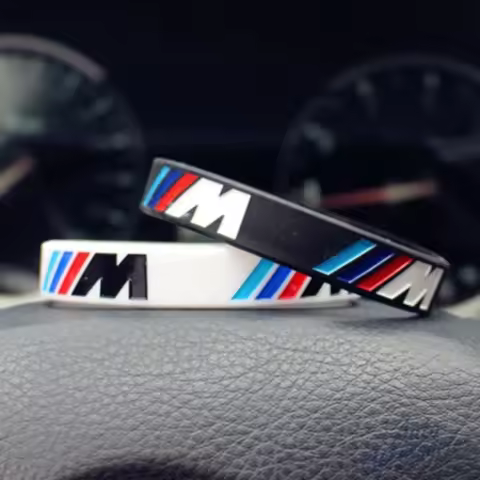 BMW Badge Bracelet M-series Sports Men Women Rubber Hand Chain Car Sticker For BMW E46 E90 E60 F30 F