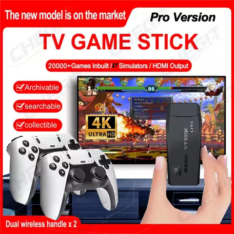 New 4K TV Game Stick M8 pro Built in 27 Simulators Retro Video Game Console with 64GB 2.4G Wireless 