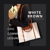 Charles and Keith Tote Bag Large Capacity Contrast Color Shoulder Bag women Fashion Canvas Handbag