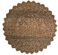Teak Wood Carving - Panel size 90cm x 90cm x 1.5cm Nature Color -Round shape (ไม้สักแกะสลัก ขนาด 90x