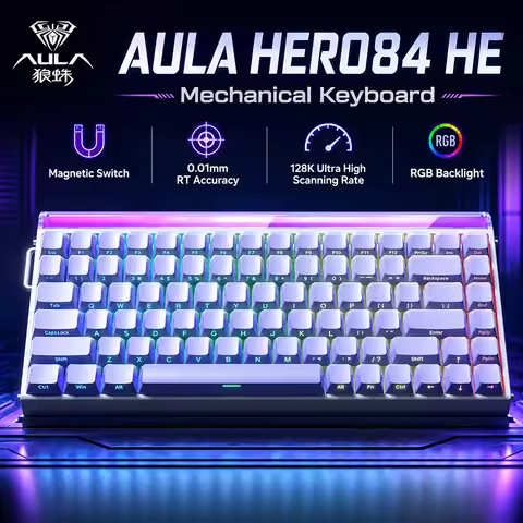 AULA HERO84 HE Keyboard Magnetic Switch Mechanical Rapid Trigger RGB Backlit 8K Polling Rate High Pe
