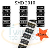 Resistor SMD 2010 7.5ohm,8.2ohm,9.1ohm,75ohm,750ohm,7.5Kohm,82ohm,820ohm,91ohm,910ohm,750Kohm,820Kohm,910Kohm 5% 10 pcs