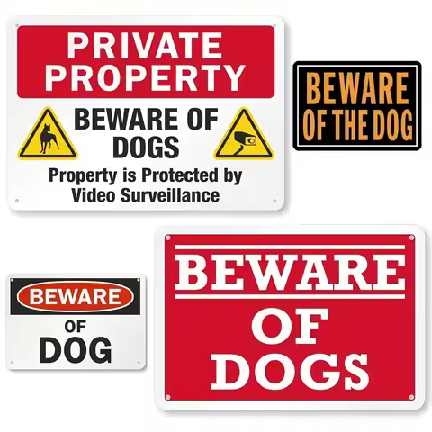 Metal Sign"Beware Of Dog"Warning Tin Sign"Private Property Beware Of Dogs""Property Protected By Vid