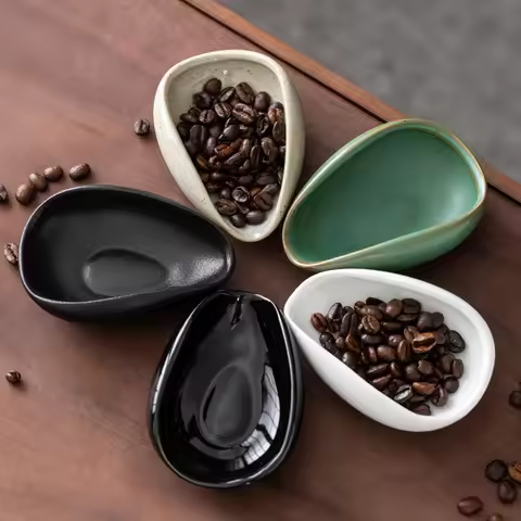 Coffee Bean Dosing Cup Bean Dispenser Ceramics Bean Measuring Tray Tea Coffee Accessorie