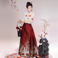 原創設計錦瑟漢服女中國風改良漢元素上衣馬面裙套裝8915