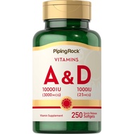 PipingRock, Vitamin A, 3000mcg (10000IU) & Vitamin D, 25mcg (1000IU), 250 Quick Release Softgels