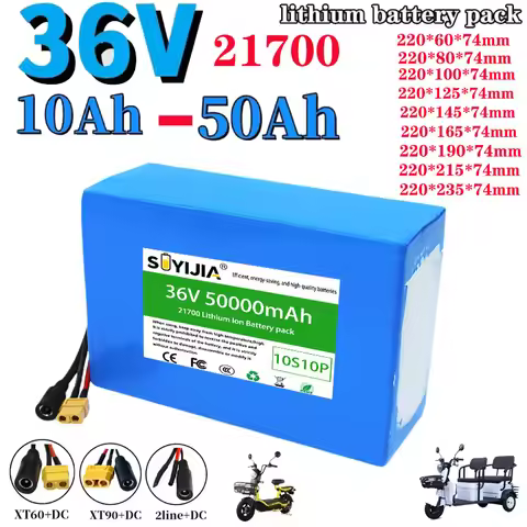 21700 36V 20Ah 25Ah 30Ah 35Ah 40Ah 45Ah 50Ah Toute Nouvelle Batterie Au Lithium Avec BMS 1500W Pour4
