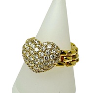 Size 12 Ponte Vecchio Heart Chain Diamond Ring (0.90ct total) K18 Gold, 9.9g, Women's [Used]