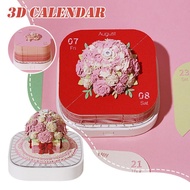 2026 3d Rose Paper Sculpture Calendar, 180-day Tear-off Notepad In Gift Box, Panoramic Led Desk A8b0
