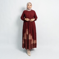 GAMIS BATIK PEKALONGAN MOTIF RED ABSTRAK BAHAN RAYON PREMIUM TEBAL ADEM / GAMIS RAYON TWILL / GAMIS