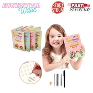 4 Books of Children's Magic Books, Reusable 3D Calligraphy Copybooks, English Number Lettering Magic