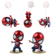 5Pcs/Set 9-18cm Disney Marvel Movie Spider-Man Spit Silk Hang Upside Down Q Version Cake Decoration PVC Action Figures Model Doll Toys Kids Gifts