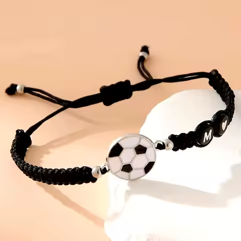 ZIRUISP 1pc Football Bracelets A-Z 26 Letters For Men Football Charms Rope Chain Warp Bracelet Sport