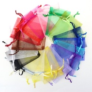 100PCS Solid Color Holiday Gift Gauze Bag Multi-size Organza Bag with Beam Ppening Jewelry Candy Packaging Mesh Bag