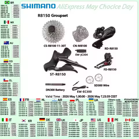 Shimano ULTEGRA R8150 Di2 Electronic Groupset 2x12S R8150 Front/Rear Derailleur Cassette DN300 EC300