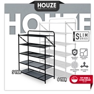 [HOUZE] SLIM Monochrome 4 Tier | 5 Tier | 6 Tier Steel Shoe Rack [Black | White] [Length: 70cm] - Storage | Organizer