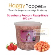 Popcorn Fresh Ready Made Coating Coated Caramel Strawberry Pop Corn 100% Natural Seed Not GMO 850G+- 桶装草莓爆米花