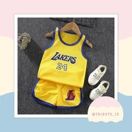 Setelan Baju Basket Jersey Anak Lakers Kuning Nomor 24 Kobe Bryant