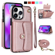for iPhone 17 Pro Max Wallet Case with Card Slot, Leather RFID Blocking Case with Strap for iPhone 1