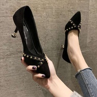heels plus size kasut perempuan heels wedges heels tertutup Women's Wide Fit Black High Heels Size 4