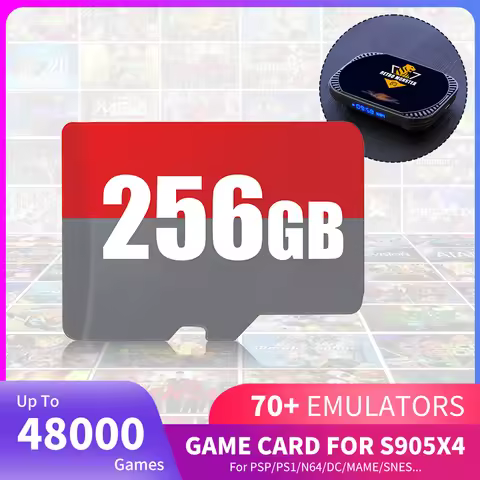 256GB Gaming TF Card For Amlogic S905X4 TV Box/Video Game Console Built-in 48000 Retro Games 70+ Emu