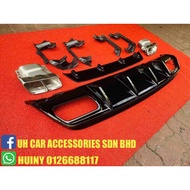 Merc menz benz w176 a180 a250 (A45 LOOK ) rear bumper diffuser with exhaust tip glossy black [READY 