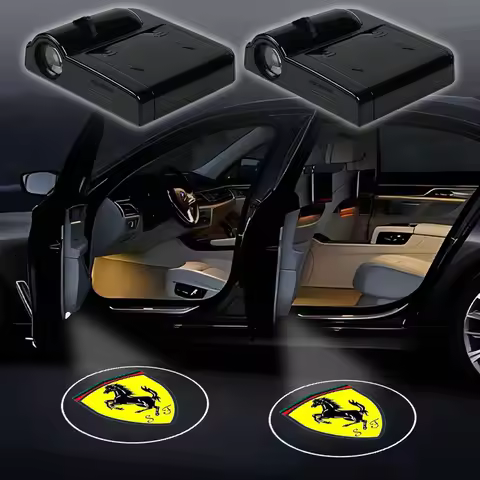 2pcs LED Car Door Welcome Light Car Emblem Projector Light For Ferrari 488 Roma F8 SF9018121360 F430