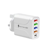 4USB+PD18W British Standard Mobile Phone Charging Head European Standard Hong Kong Version Triangle 